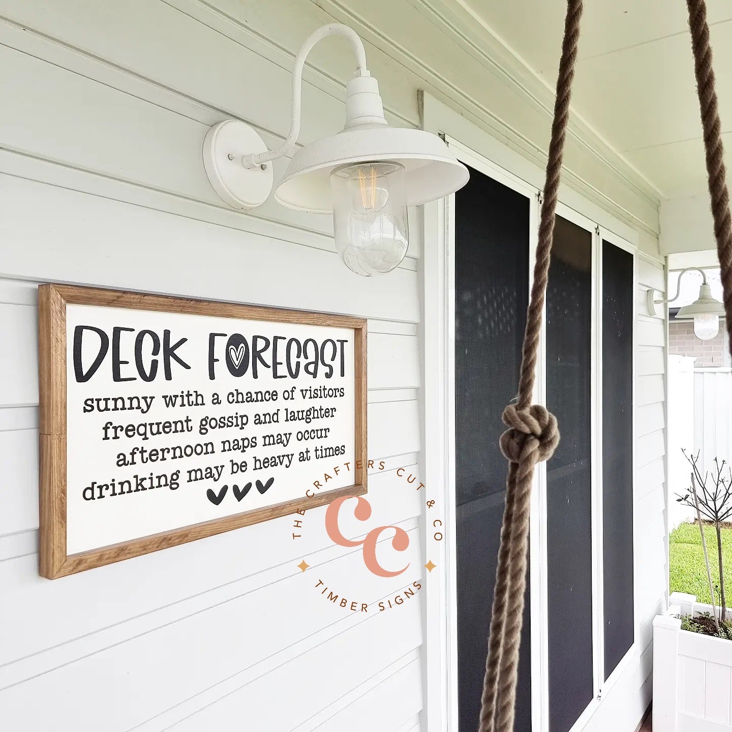 Deck Forecast timber sign